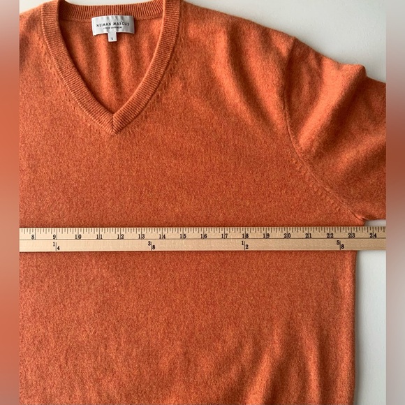Neiman Marcus Men's Cashmere Sweater V-neck Heathered Orange Sz L - Picture 6 of 10